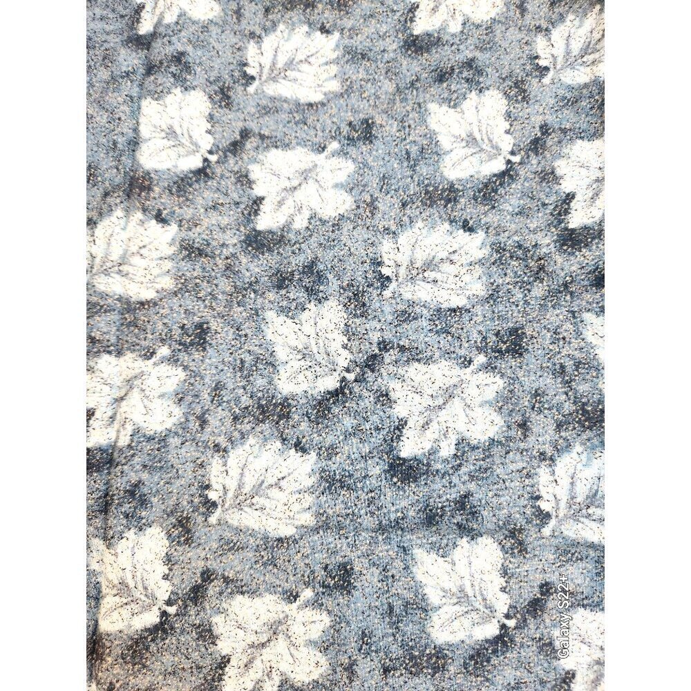 Gold Dust Inspirations Design 2167 Blue Teal Green Leaf Print Fabric 2 yards